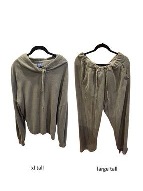 GAP CashSoft Lounge Set 2PC – Hooded Sweater XL Tall + Pants L Tall – Olive/Khak